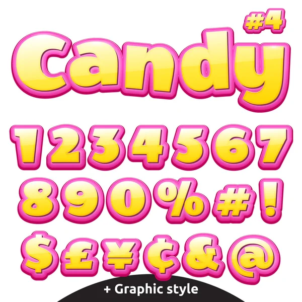 Komik çocuk harfler kümesi şeker. Sayıları ve sembolleri