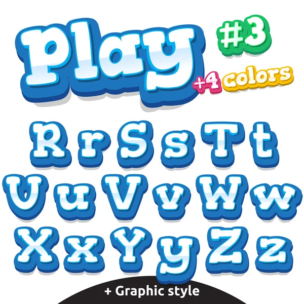 Set di divertenti lettere per videogiochi vettoriali. maiuscolo latino e minuscolo — Vettoriale Stock