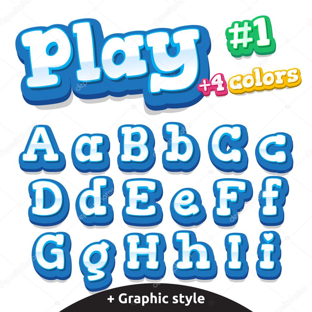 Vector funny video game letters set. Latin uppercase and lowercase