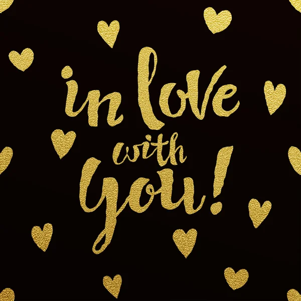 Altın kartı In Love With You için tasarım yazı — Stok Vektör