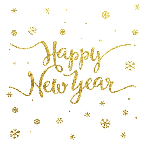 Disegno lettering oro per carta Felice anno nuovo — Vettoriale Stock