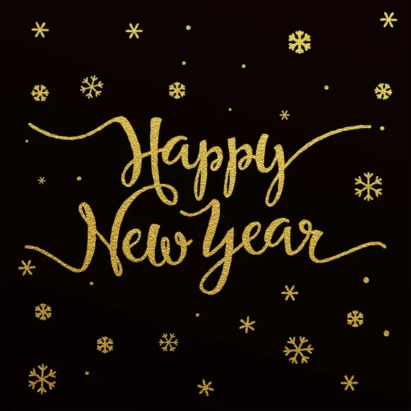 Gold lettering design for card Happy New Year — Stock Vector