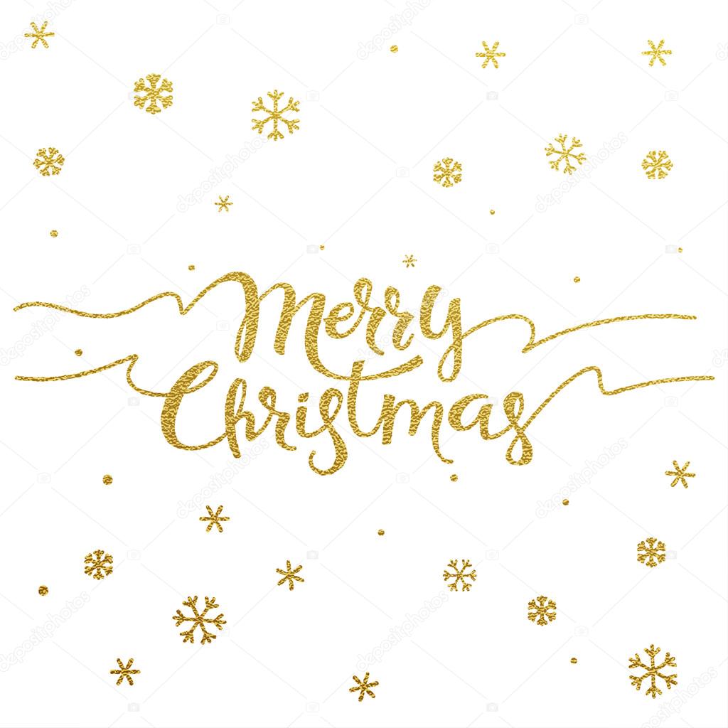 Gold lettering design for card Merry Christmas