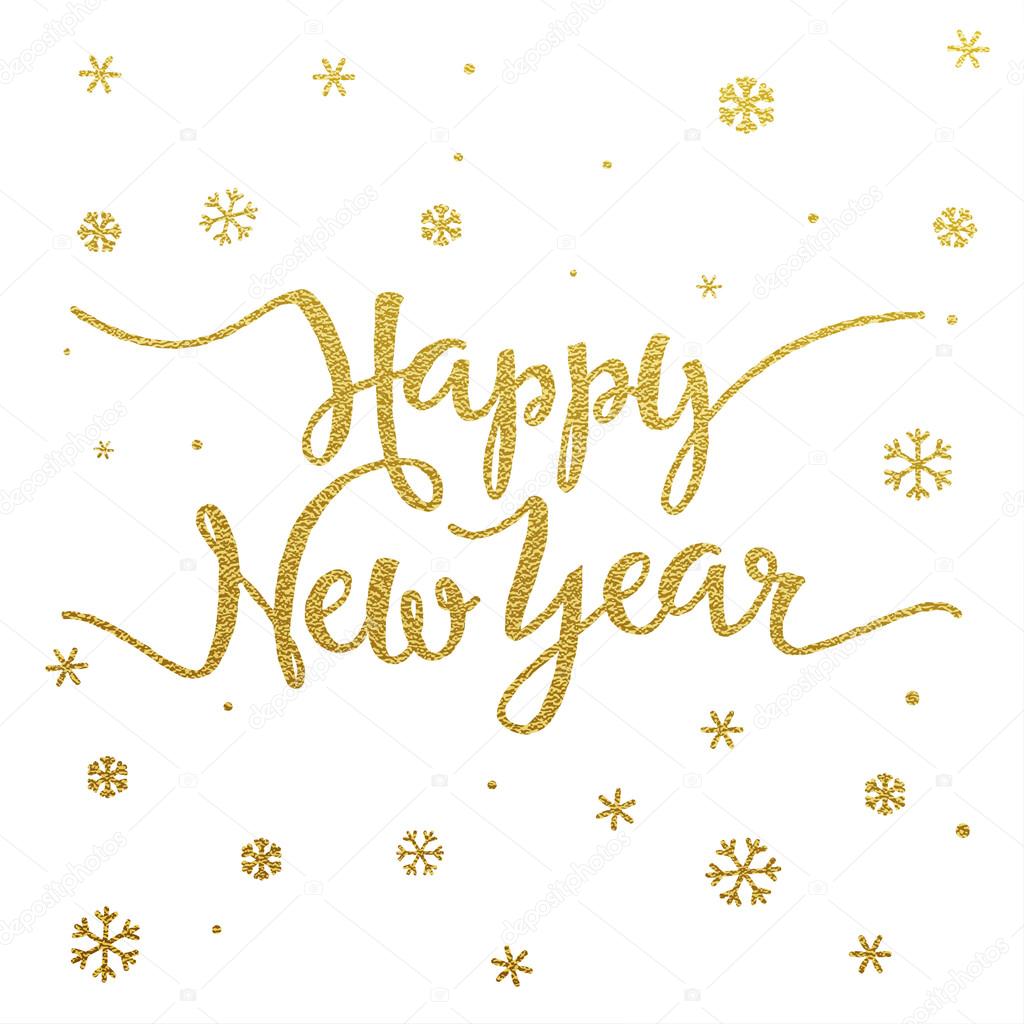 Gold lettering design for card Happy New Year