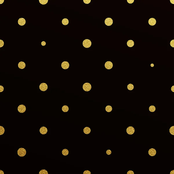 Pois or motif sans couture sur fond noir — Image vectorielle