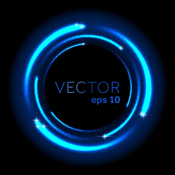 Neon blue glittering star dust spiral — Stock Vector