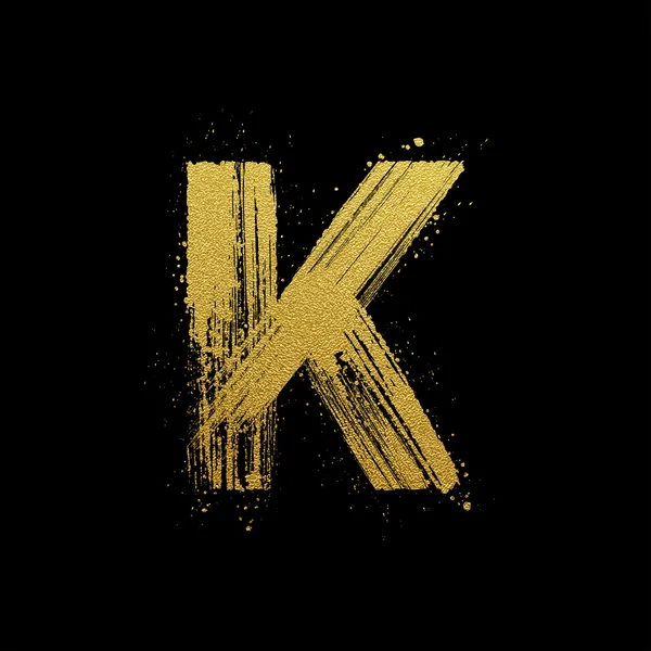 Χρυσό ακτινοβολώντας βούρτσα Χειροποίητη γράμμα K — Διανυσματικό Αρχείο
