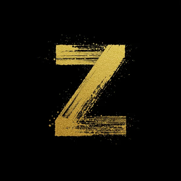 Pinceau scintillant en or peint à la main lettre Z — Image vectorielle