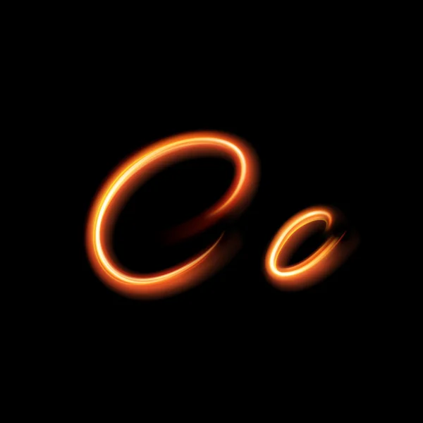 Glowing light letter C. Hand lighting painting — Stock Vector