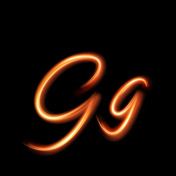 Glowing light letter G.  Hand lighting painting — Stock Vector