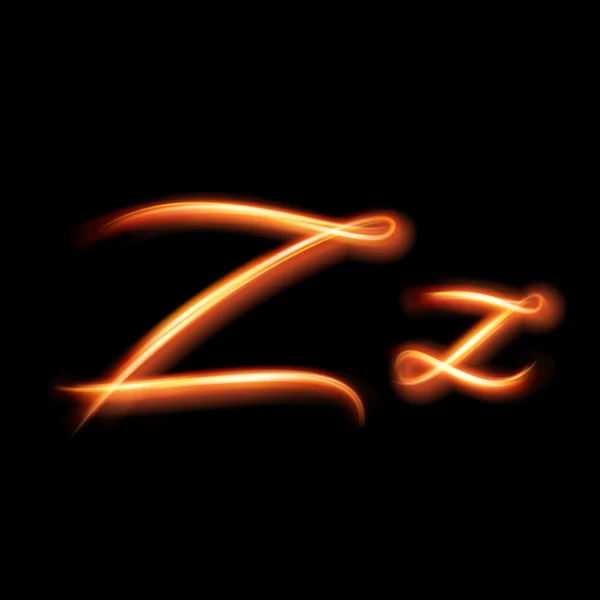 Glowing light letter Z.  Hand lighting painting — Stock Vector