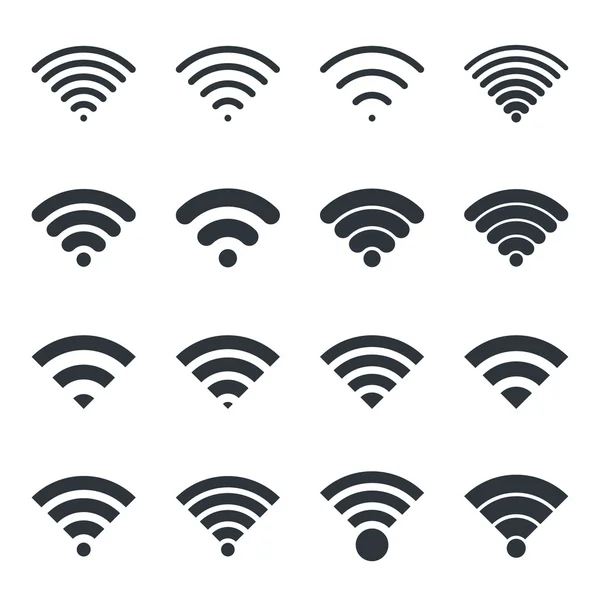 Set di icone wireless vettoriali nere — Vettoriale Stock