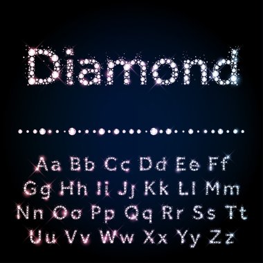 Shiny diamond font set A to Z uppercase and lowercase clipart