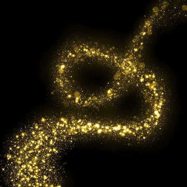 Gold glittering stars dust magic trail. — Stock Photo, Image