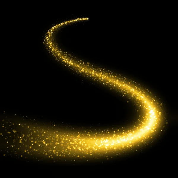 Gold glitzernde Bokeh-Sterne Staubschweif. — Stockfoto