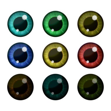 Vektör göz koleksiyonu. İnsan öğrenci