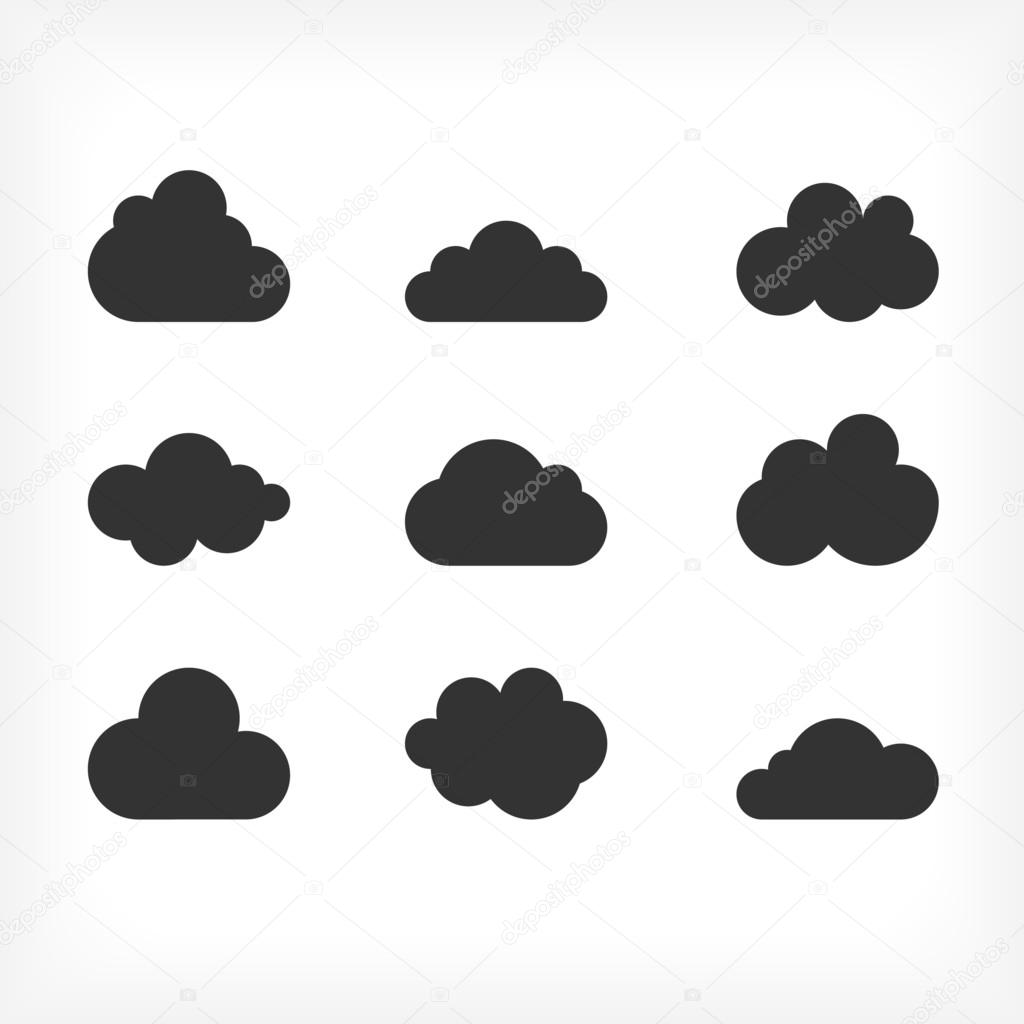 Vector black cloud icons set. Stock Vector by ©ronedale 81843370