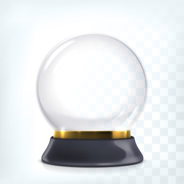 Vector transparent empty snow globe. Christmas crystal ball. clipart