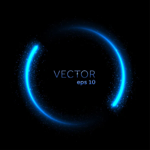 Double neon blue glittering star dust circle — Stock Vector