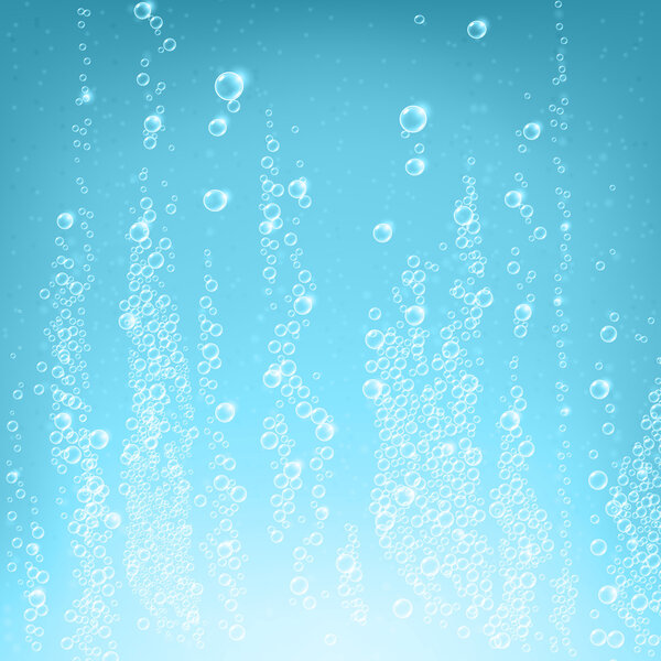 Fizzing air bubbles in water