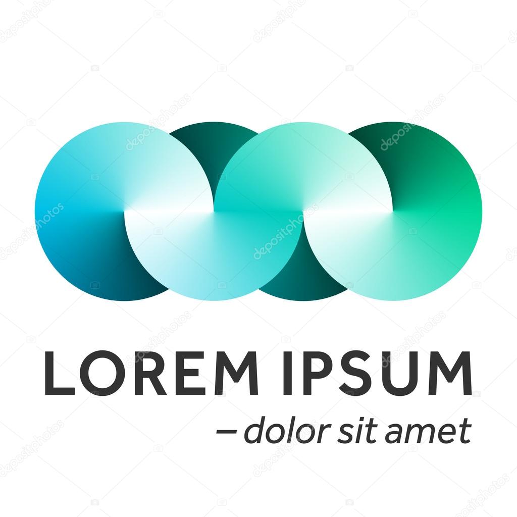 Vector origami multy infinity circle icon. Green gradient loop shape design icon