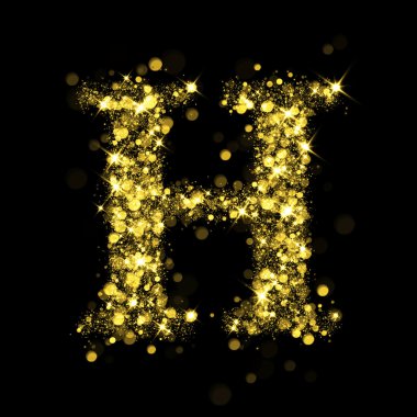 Sparkling letter H of glittering stars bokeh