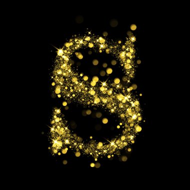 Sparkling letter S of glittering stars bokeh