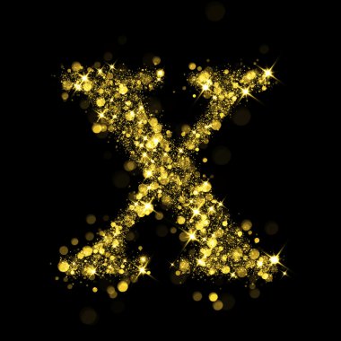 Sparkling letter X of glittering stars bokeh