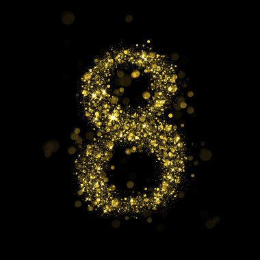 Sparkling number 8 of glittering stars bokeh