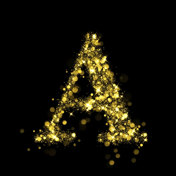 Sparkling letter A of glittering stars bokeh — Stockfoto