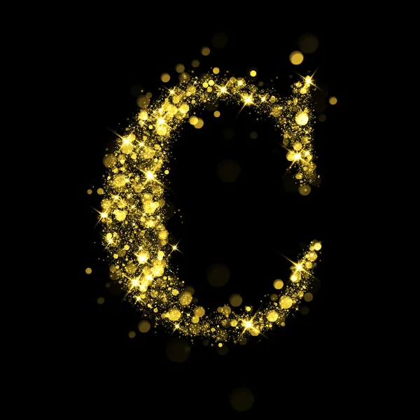 Sparkling letter C of glittering stars bokeh — Φωτογραφία Αρχείου