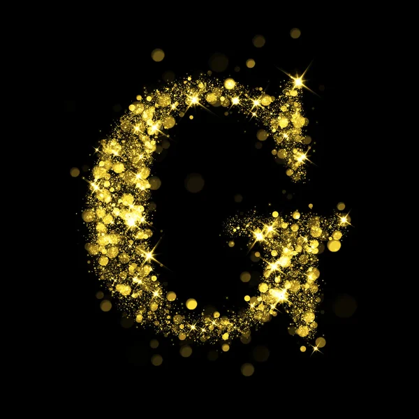 Sparkling letter G of glittering stars bokeh — Stockfoto