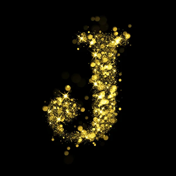 Sparkling letter J of glittering stars bokeh — Stockfoto