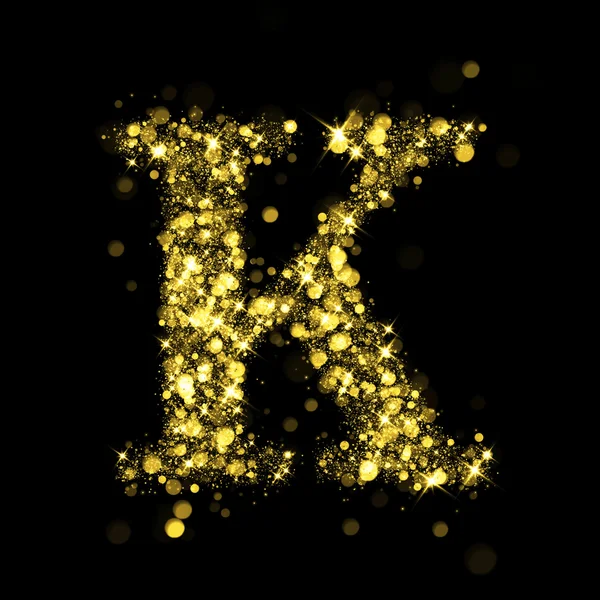 Sparkling letter K of glittering stars bokeh — Stockfoto