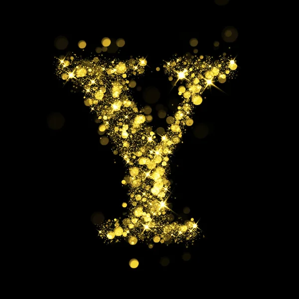 Sparkling letter Y of glittering stars bokeh — 图库照片