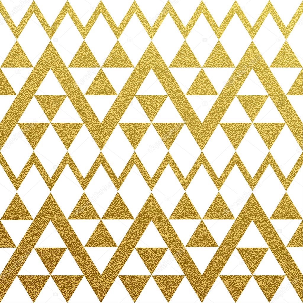 Gold glittering seamless pattern of triangles