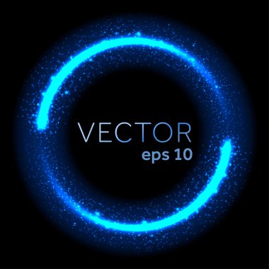 Neon mavi parlak yıldız tozu ışıklar daire