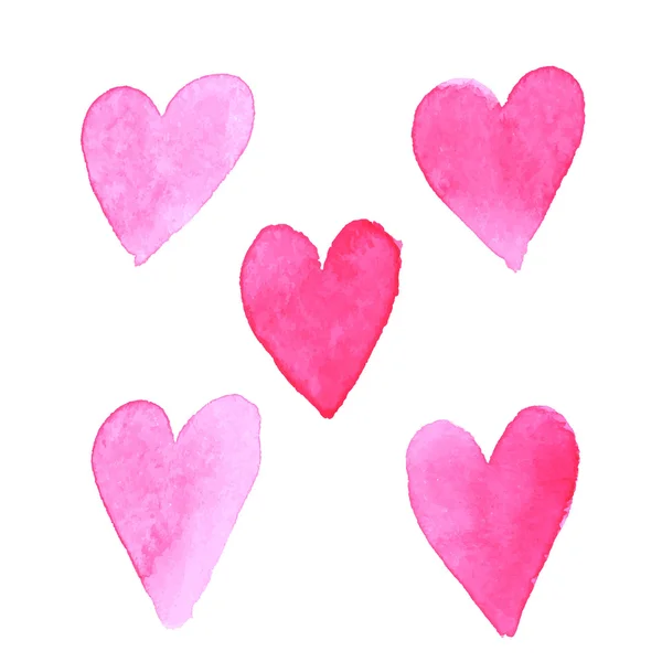 Set of watercolor hand painted hearts — Stock Photo, Image