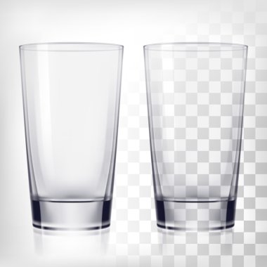 Empty drinking glass cups mock-up clipart