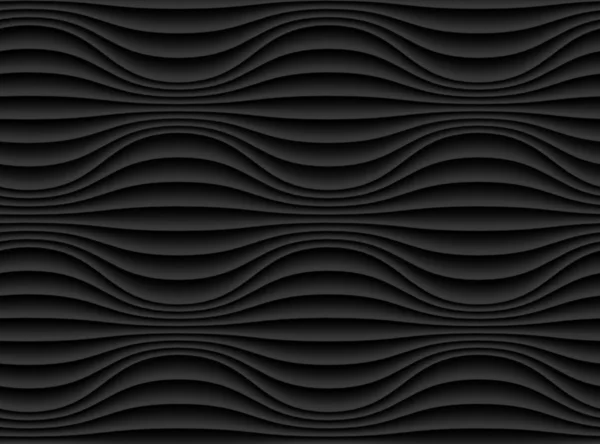 暗い黒シームレスなテクスチャです。波状の背景 — ストックベクタ