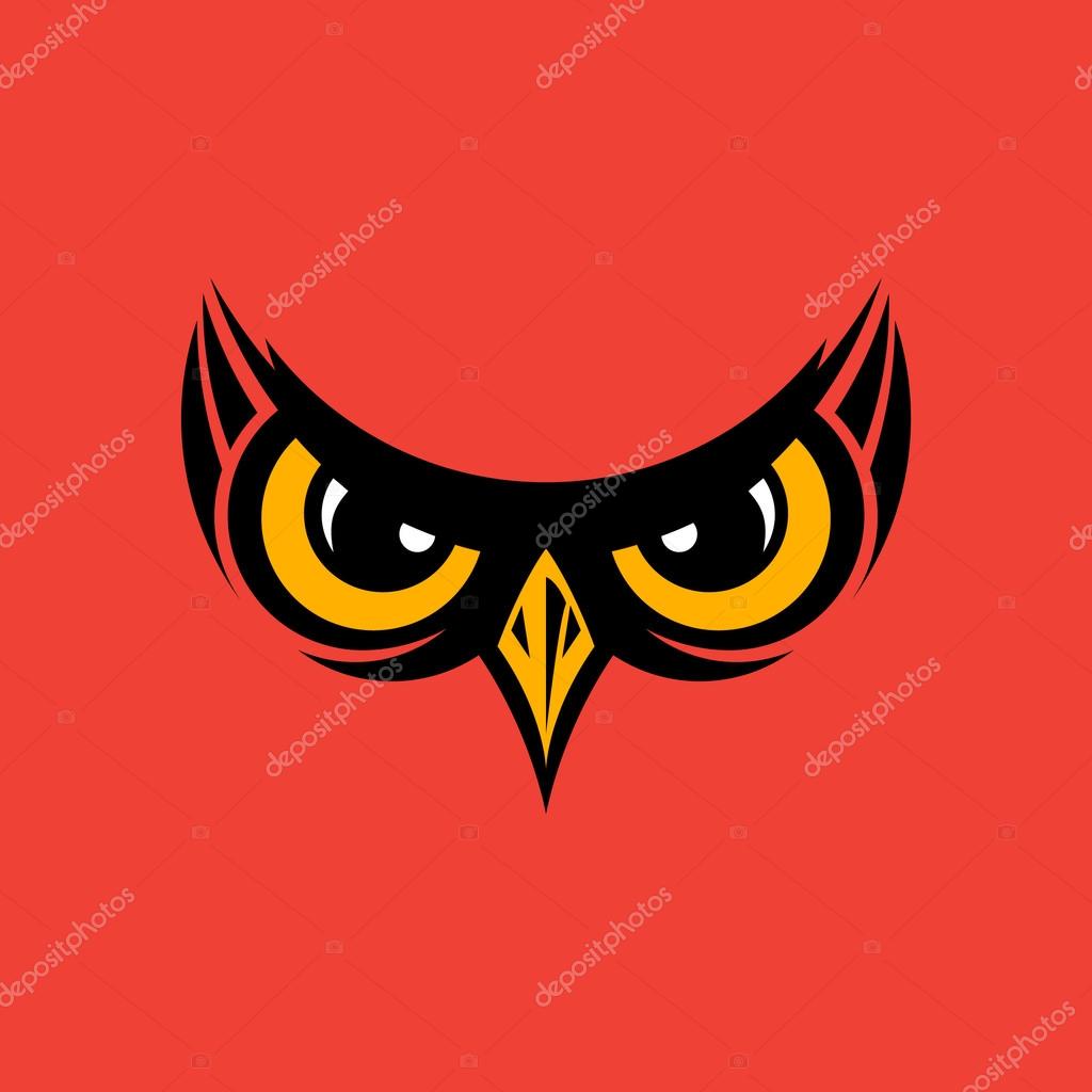 Vector illustration of owl eyes and beak  background