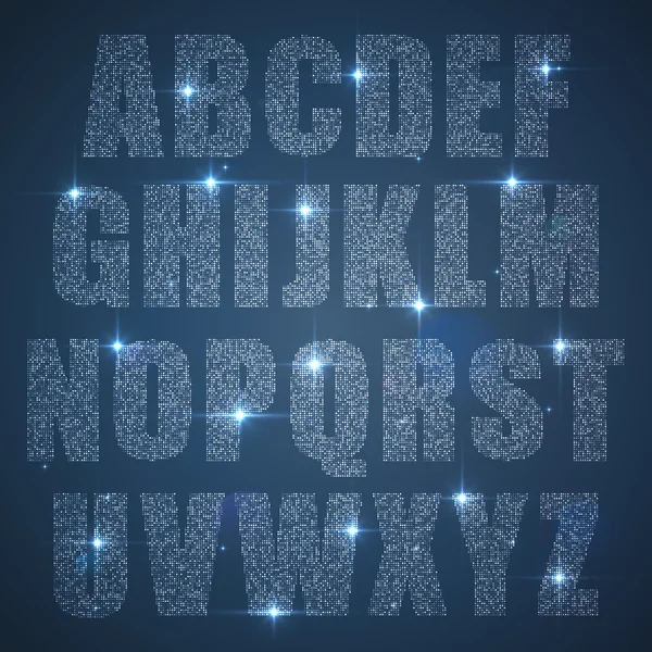 Alphabet ensemble de paillettes scintillantes majuscules — Image vectorielle