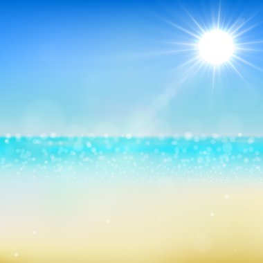 Güzel bir plaj tropikal deniz ve parlak güneş