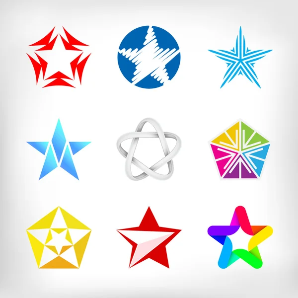 Sammlung von Star-Ikonen und Logos — Stockvektor