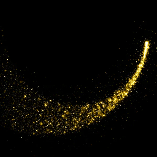 Gold glittering stars dust tail — Stock Photo, Image