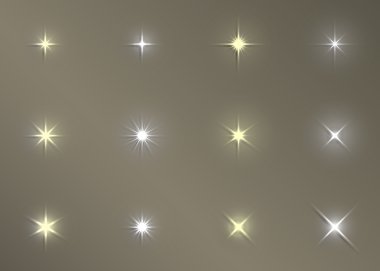 Set of Vector glowing light effect stars bursts with sparkles clipart