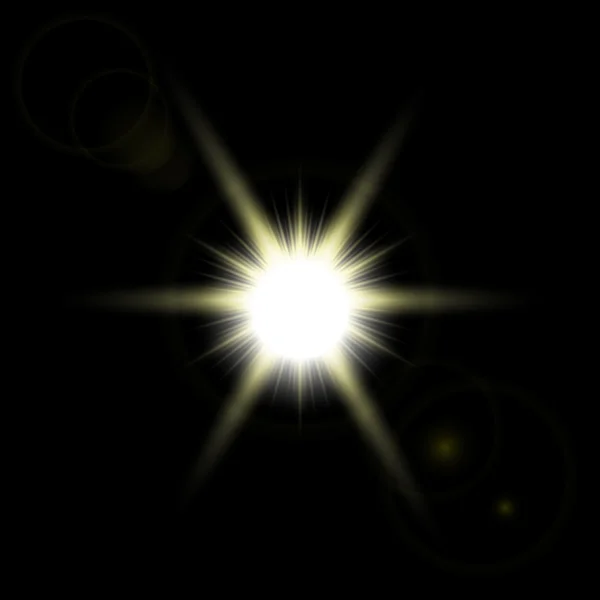 Abstraktní obraz osvětlení světlice. Vektorové zářící slunce — Stockový vektor