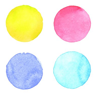 Suluboya dokulu handpainted daireler koleksiyonu.