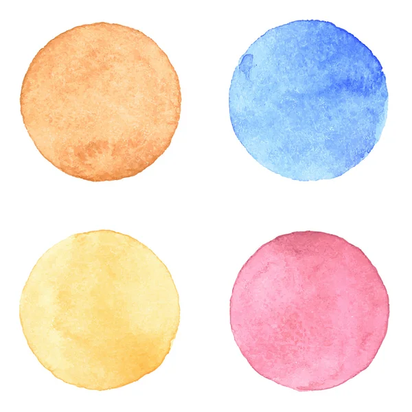 Watercolour handpainted textured circles collection. — Stock Vector