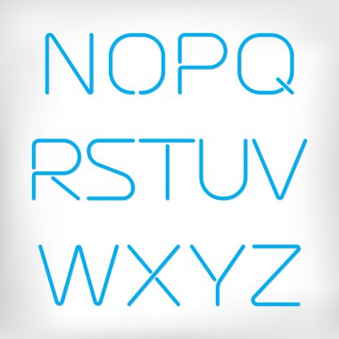 Modern en az yuvarlak yazı alfabe seti.